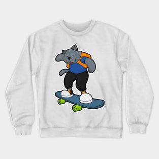 Cat as Skateboarder with Skateboard Crewneck Sweatshirt